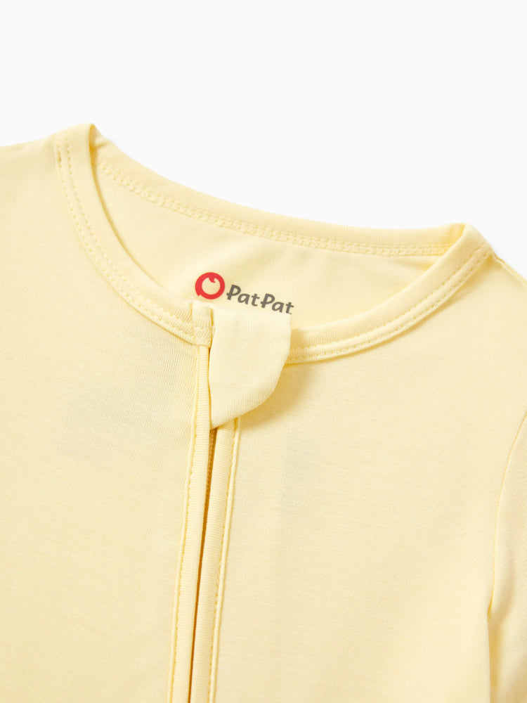 Bamboo Baby Boy/Girl 2-Pack Long Sleeve Romper 2-Way Zip Anti Slip Footie. Yellow