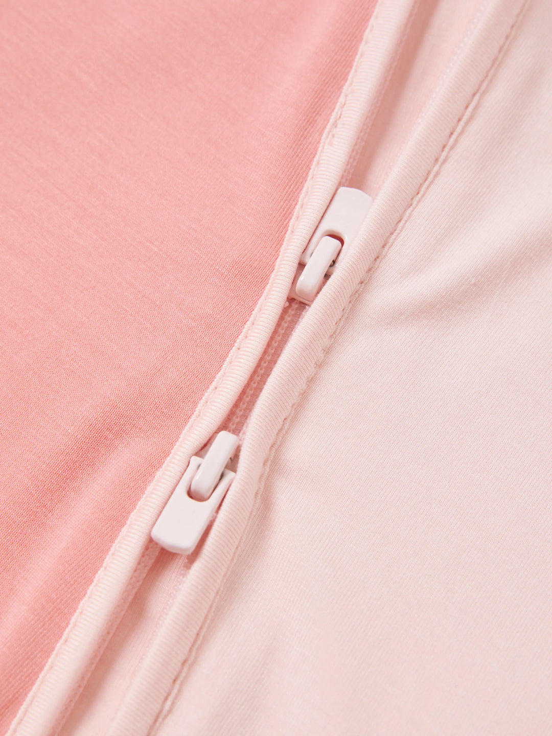 Bamboo Baby Boy / Girl Color Block 2-Way Zipper Anti Slip Long Sleeve Rompers Pink