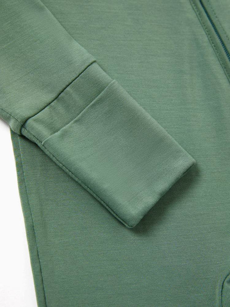 Bamboo Baby Boy/Girl 2-Pack Long Sleeve Romper 2-Way Zip Anti Slip Footie. Green