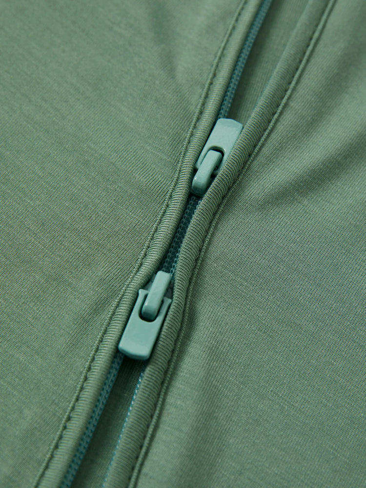 Bamboo Baby Boy/Girl 2-Pack Long Sleeve Romper 2-Way Zip Anti Slip Footie. Green