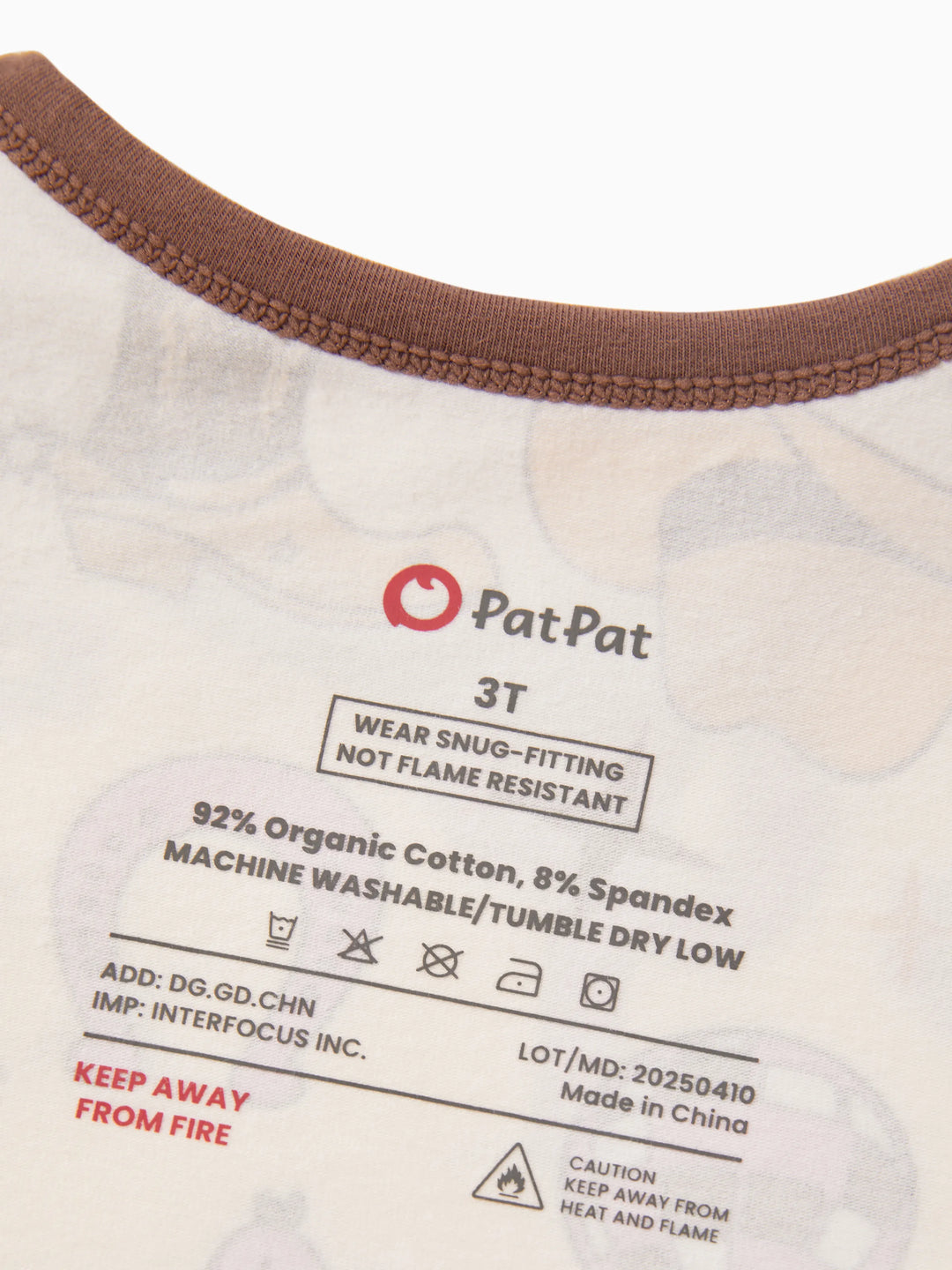 Toddler / Kids 4-piece Organic Cotton Pajamas 4-in 1 Snug fit PaJama Set for Girls Brown