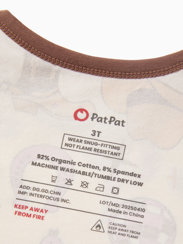 Kleinkind / Kinder 4-teiliger Pyjama aus Bio-Baumwolle 4-in-1 eng anliegendes Pajama-Set für Mädchen braun