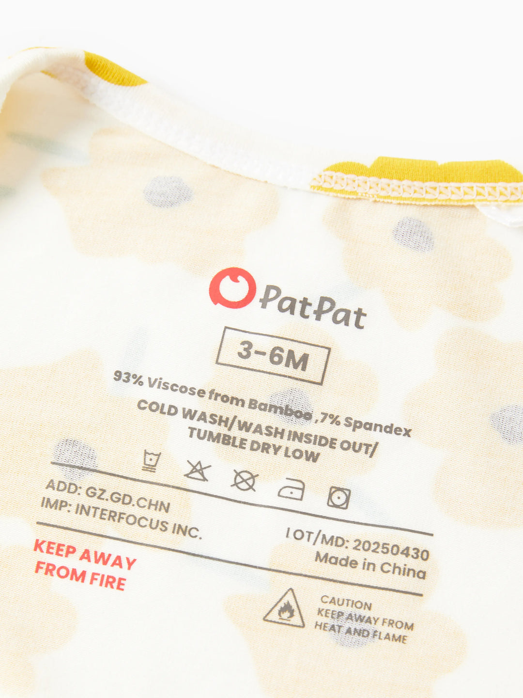 Pijama de bambú para bebé niño/niña con estampado de animales, cremallera bidireccional, antideslizante, de manga larga y con banda para el pelo, amarillo