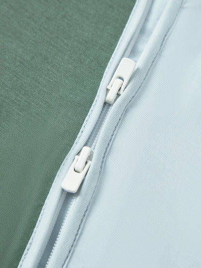 Bamboo Baby Boy / Girl Color Block 2-Way Zipper Anti Slip Long Sleeve Rompers Green