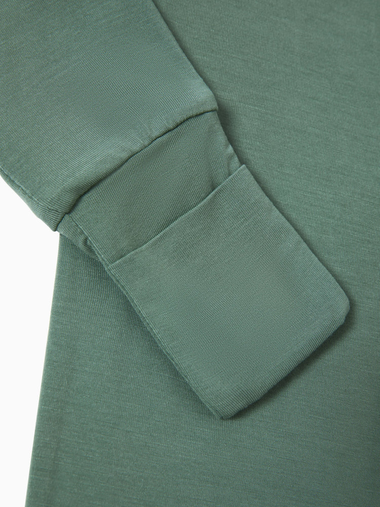 Bamboo Baby Boy / Girl Color Block 2-Way Zipper Anti Slip Long Sleeve Rompers Green