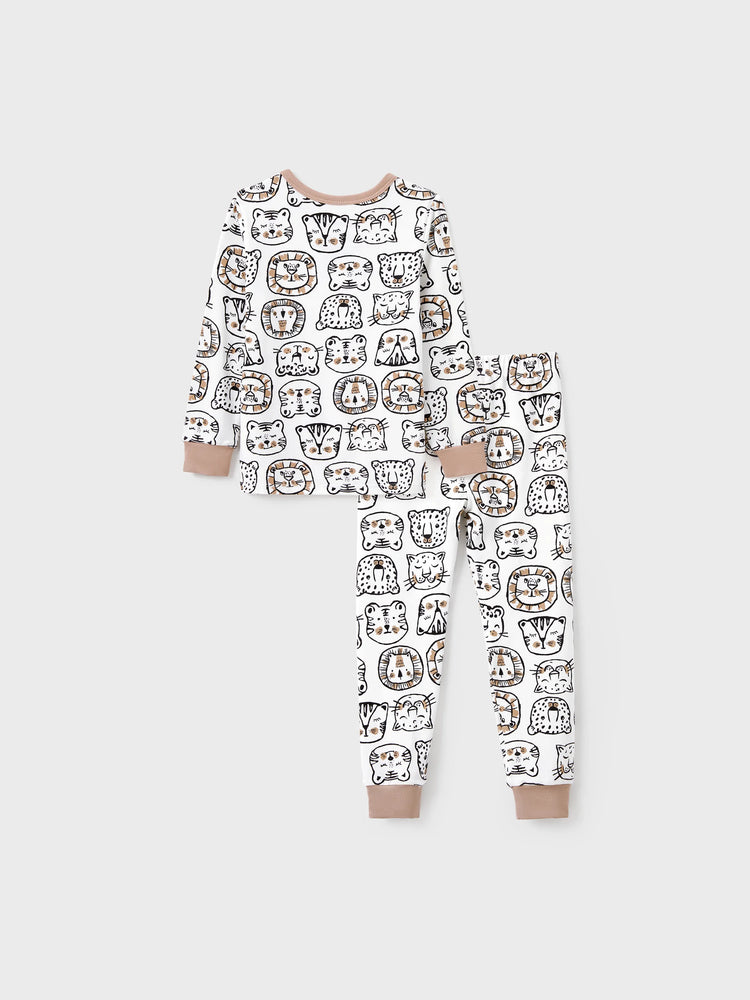 Pyjama de Noël/Halloween 2 pièces en bambou avec imprimé enfantin pour bébé/enfant (coupe ajustée) kaki