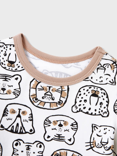 Pyjama de Noël/Halloween 2 pièces en bambou avec imprimé enfantin pour bébé/enfant (coupe ajustée) kaki