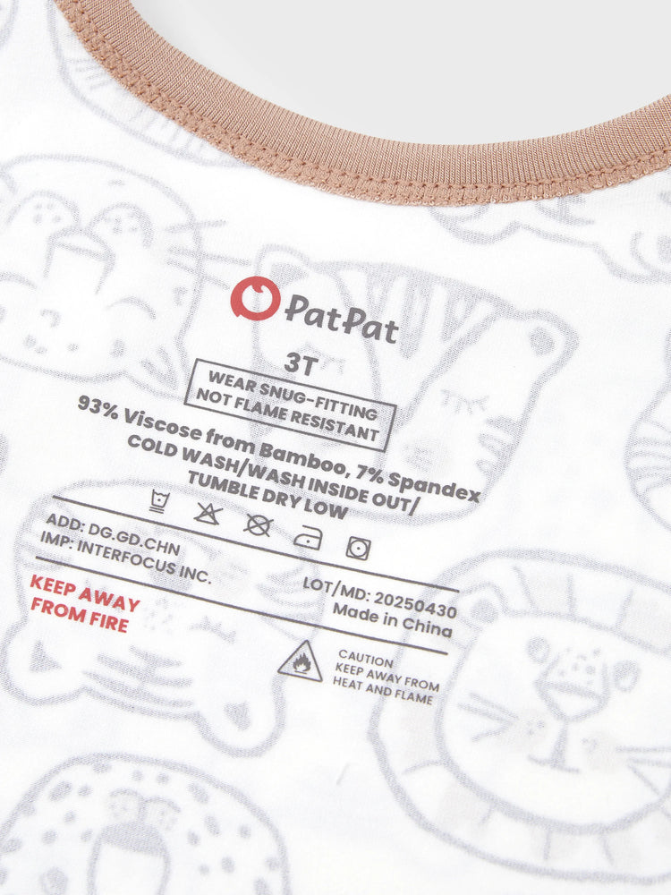 Pyjama de Noël/Halloween 2 pièces en bambou avec imprimé enfantin pour bébé/enfant (coupe ajustée) kaki