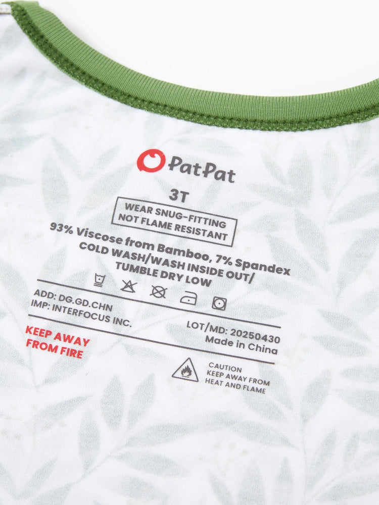 Pyjama de Noël/Halloween 2 pièces en bambou avec imprimé enfantin pour bébé/enfant (coupe ajustée) vert