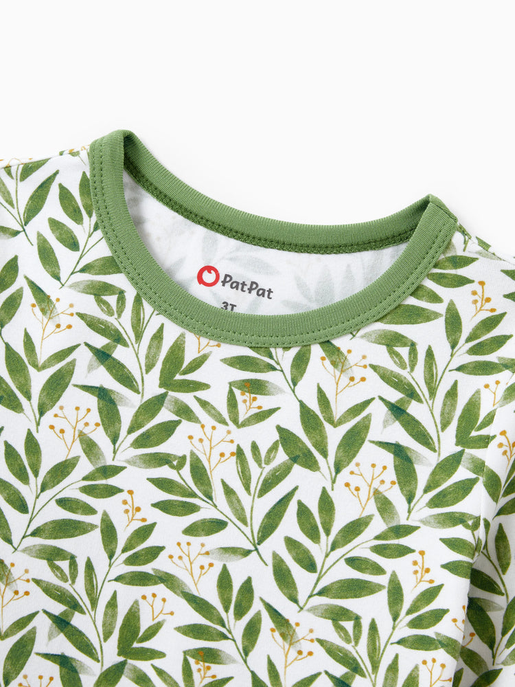 Pyjama de Noël/Halloween 2 pièces en bambou avec imprimé enfantin pour bébé/enfant (coupe ajustée) vert