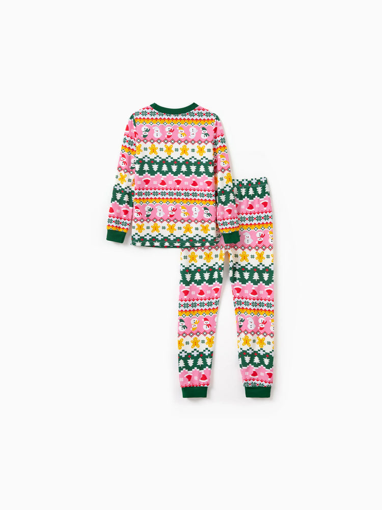 Pyjama de Noël/Halloween 2 pièces en bambou avec imprimé enfantin pour petite fille (coupe ajustée) multicolore
