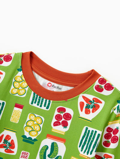 Pijama de 2 piezas de bambú grueso mejorado para Navidad y Halloween, con estampado infantil para niñas pequeñas (ajuste ceñido), color verde