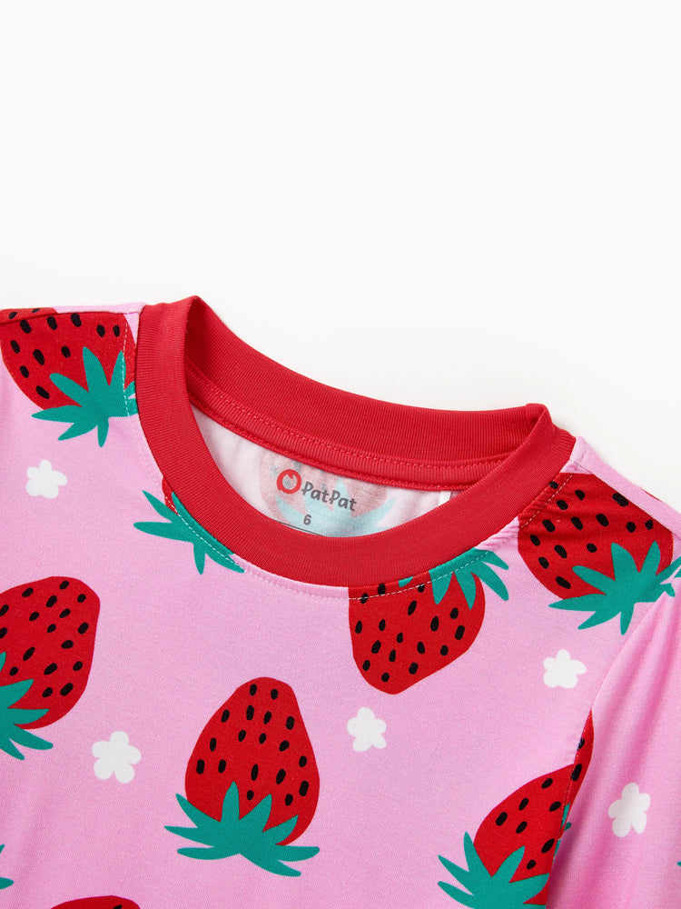 Christmas / Halloween Pajama 2-Piece Upgraded Thick Bamboo Pajama Set With Childlike Print for Toddler / Kids Girl (Snug-Fitting) Red