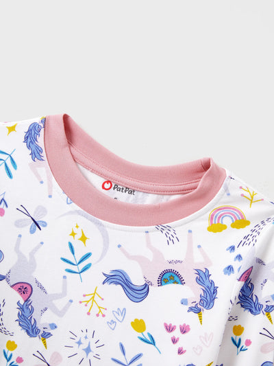 Christmas / Halloween Pajama 2-Piece Upgraded Thick Bamboo Pajama Set With Childlike Print for Toddler / Kids Girl (Snug-Fitting) Pink