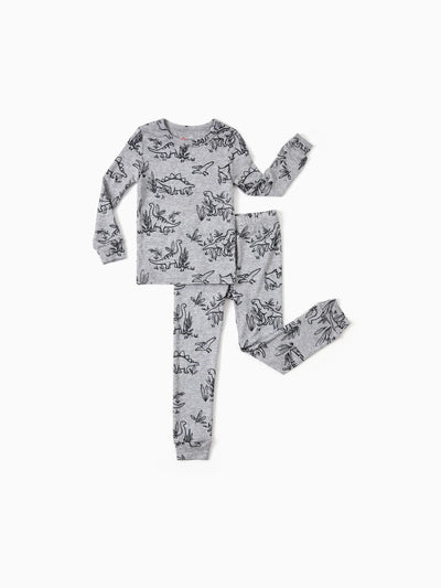 Toddler / Kids 2-piece Pajamas With Animal Print ( Snug-Fitting ) Grey