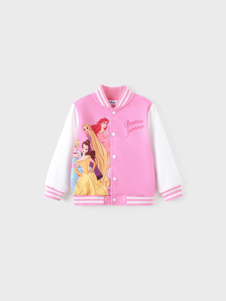 Disney Princess Toddler Girl Cinderella/Belle/Ariel/Rapunzel Colorblock Bomber Jacket Pink