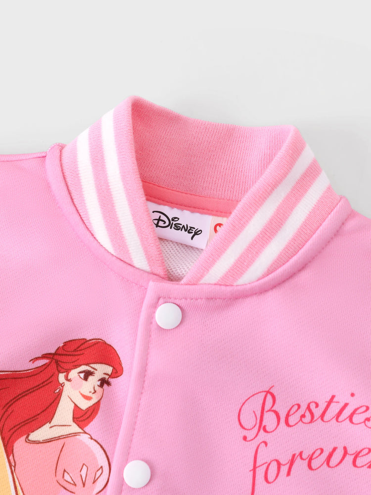Disney Princess Toddler Girl Cinderella/Belle/Ariel/Rapunzel Colorblock Bomber Jacket Pink