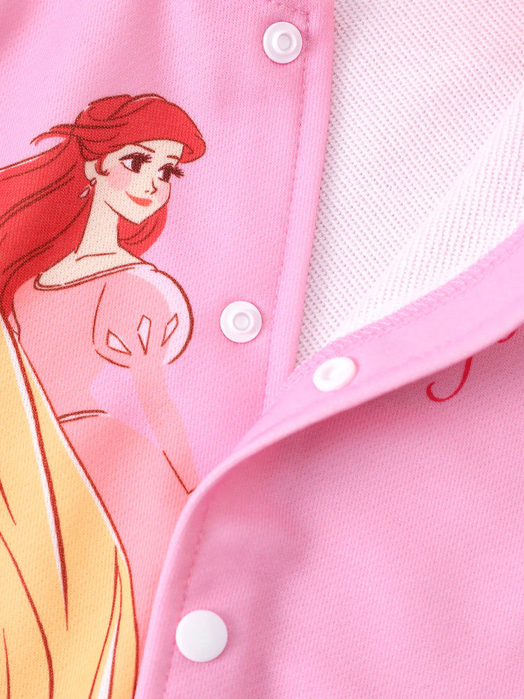 Disney Princess Toddler Girl Cinderella/Belle/Ariel/Rapunzel Colorblock Bomber Jacket Pink
