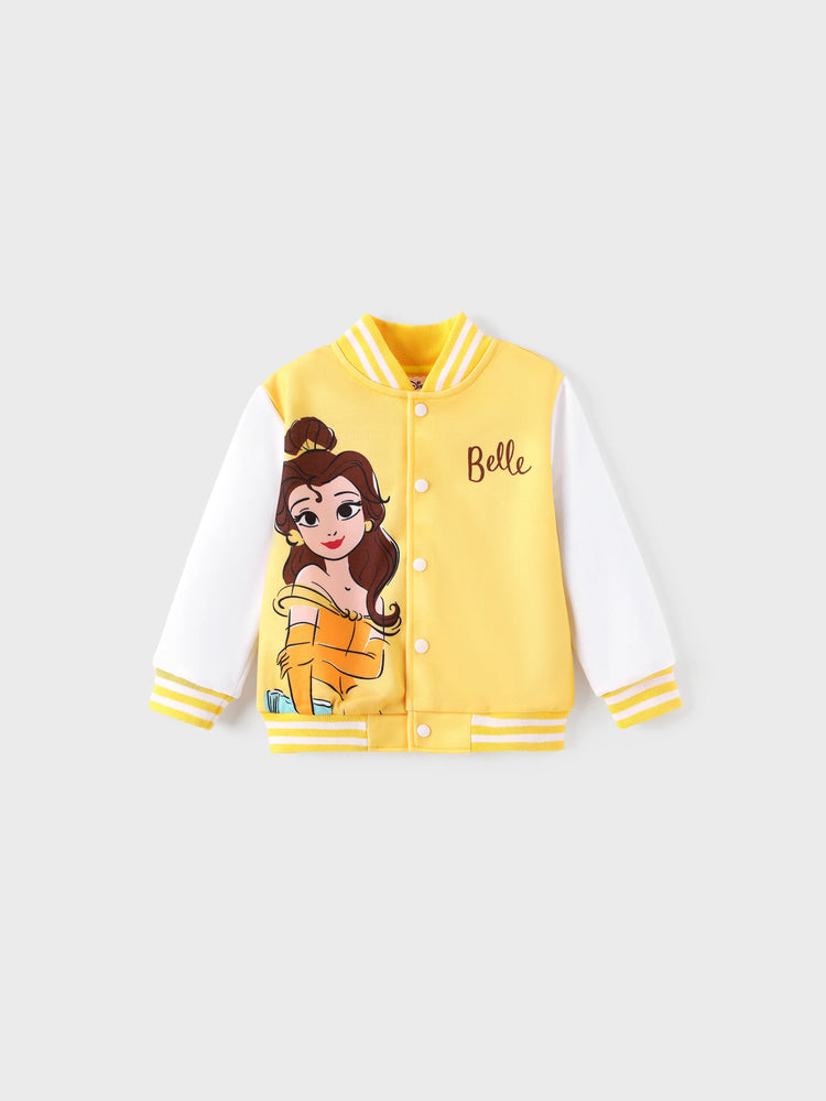 Disney Princess Toddler Girl Belle Colorblock Snap Button Bomber Jacket Yellow