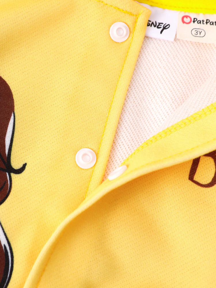 Disney Princess Toddler Girl Belle Colorblock Snap Button Bomber Jacket Yellow