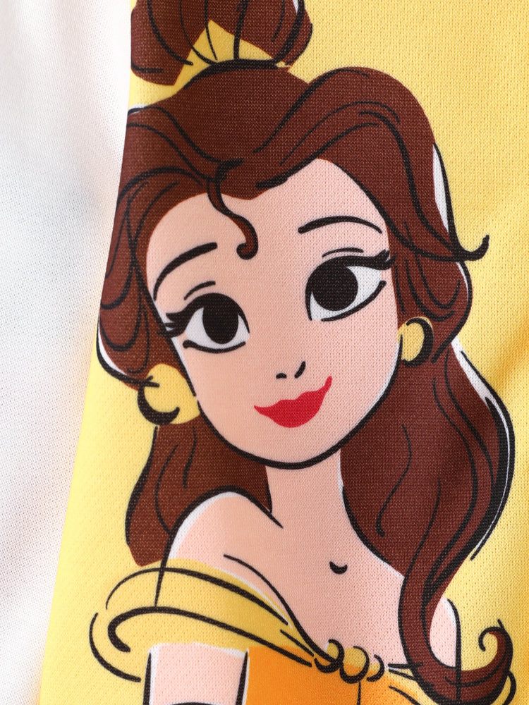 Disney Princess Toddler Girl Belle Colorblock Snap Button Bomber Jacket Yellow