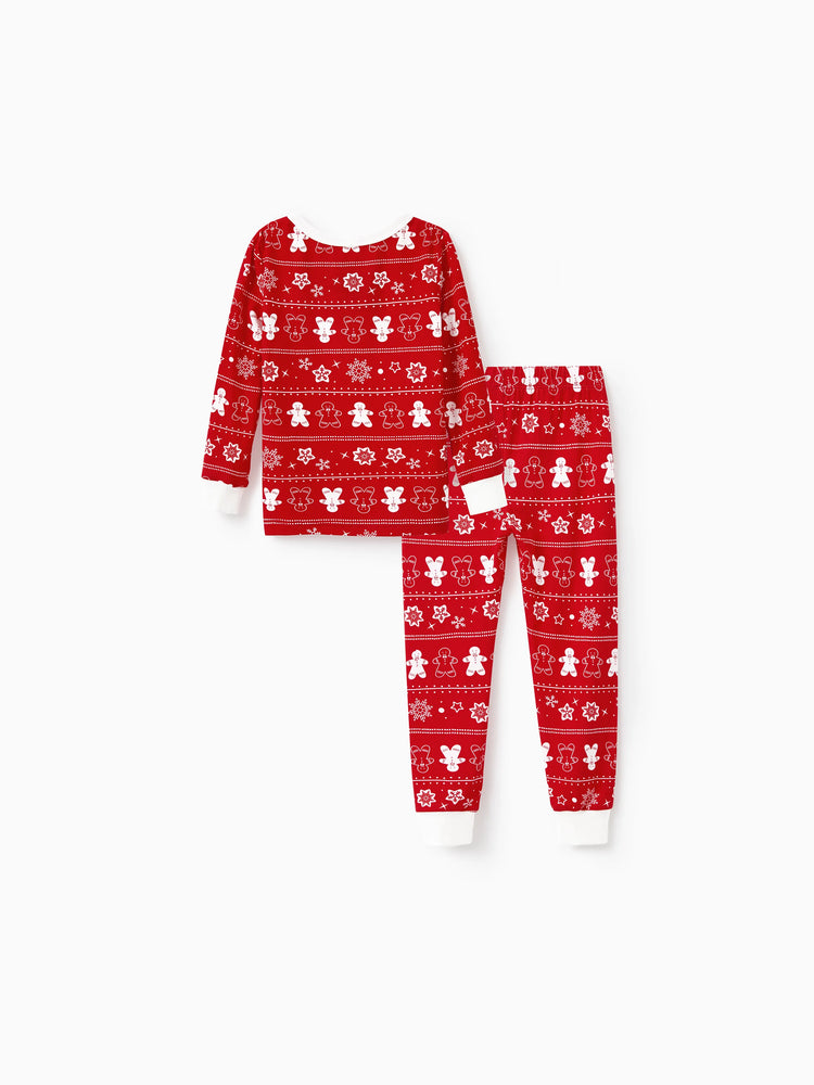 Pyjama de Noël/Halloween 2 pièces en bambou avec imprimé enfantin pour bébé/enfant (coupe ajustée) Rouge