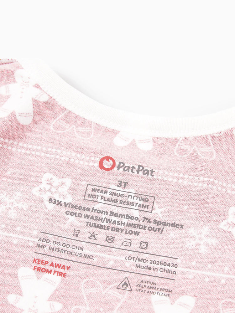 Pyjama de Noël/Halloween 2 pièces en bambou avec imprimé enfantin pour bébé/enfant (coupe ajustée) Rouge