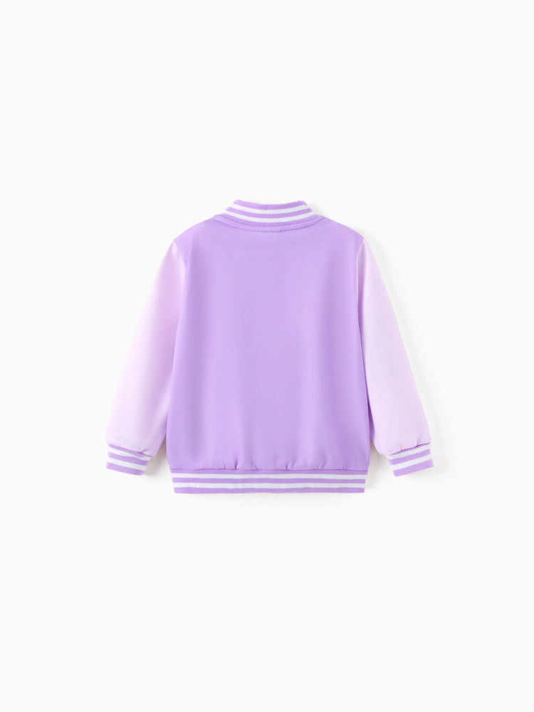 Disney Princess Toddler Girl Rapunzel Colorblock Snap Button Bomber Jacket Purple
