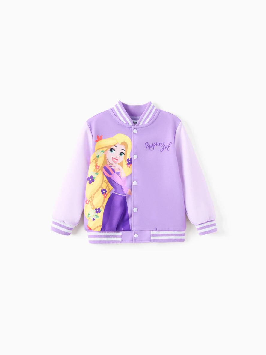 Disney Princess Toddler Girl Rapunzel Colorblock Snap Button Bomber Jacket Purple