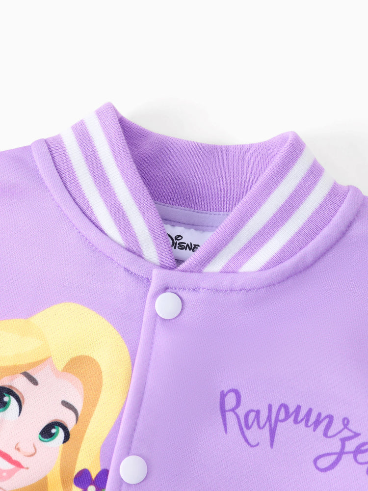 Disney Princess Toddler Girl Rapunzel Colorblock Snap Button Bomber Jacket Purple