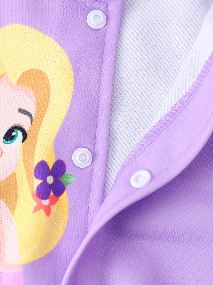 Disney Princess Toddler Girl Rapunzel Colorblock Snap Button Bomber Jacket Purple