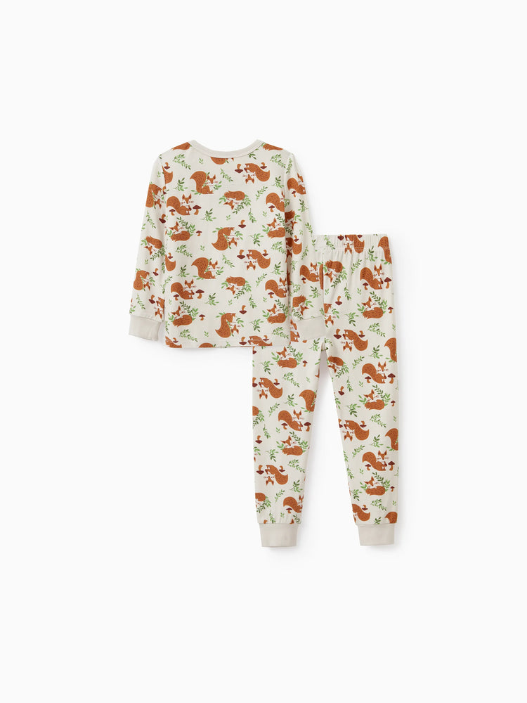Christmas / Halloween Pajama 2-piece Bamboo Pajamas Set With Childlike Print for Baby / Toddler( Snug-Fitting) Apricot