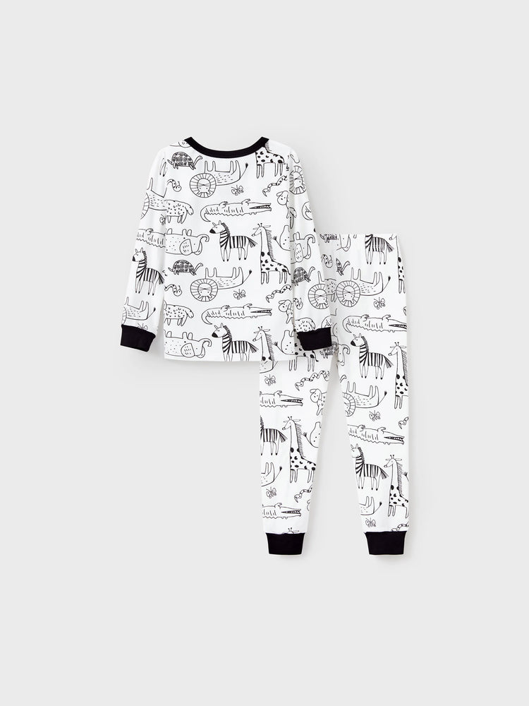 Pyjama de Noël/Halloween 2 pièces en bambou avec imprimé enfantin pour bébé/enfant (coupe ajustée) noir
