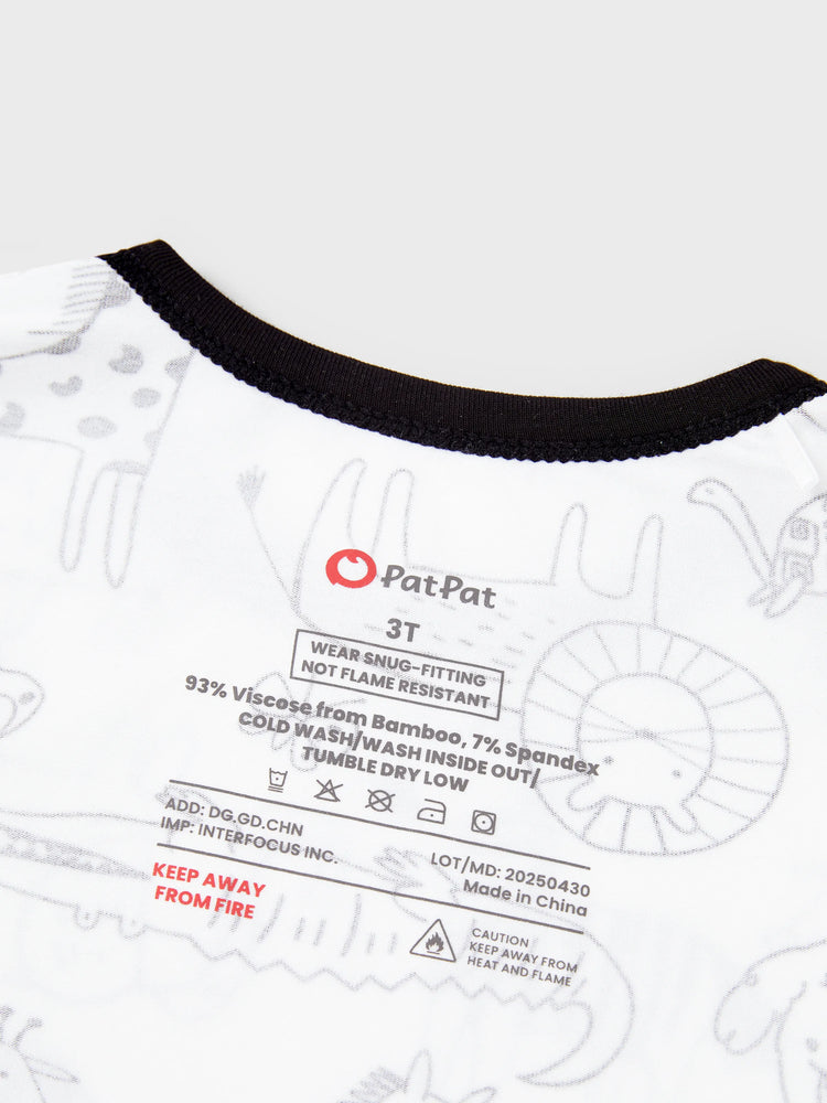 Pyjama de Noël/Halloween 2 pièces en bambou avec imprimé enfantin pour bébé/enfant (coupe ajustée) noir