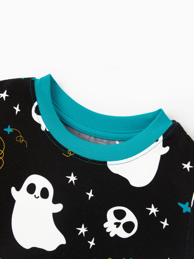 Pyjama de Noël/Halloween pour tout-petits/enfants, ensemble de pyjama 3 pièces en bambou, look 2 en 1 pour 4 saisons (ajustement parfait), noir