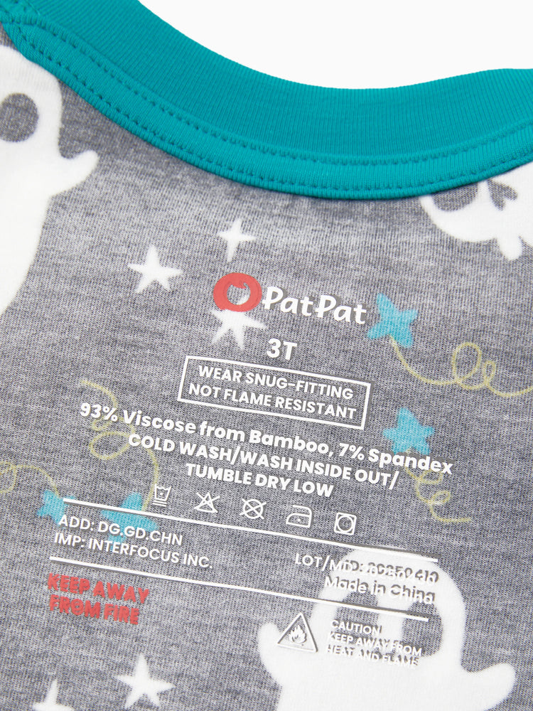 Pyjama de Noël/Halloween pour tout-petits/enfants, ensemble de pyjama 3 pièces en bambou, look 2 en 1 pour 4 saisons (ajustement parfait), noir