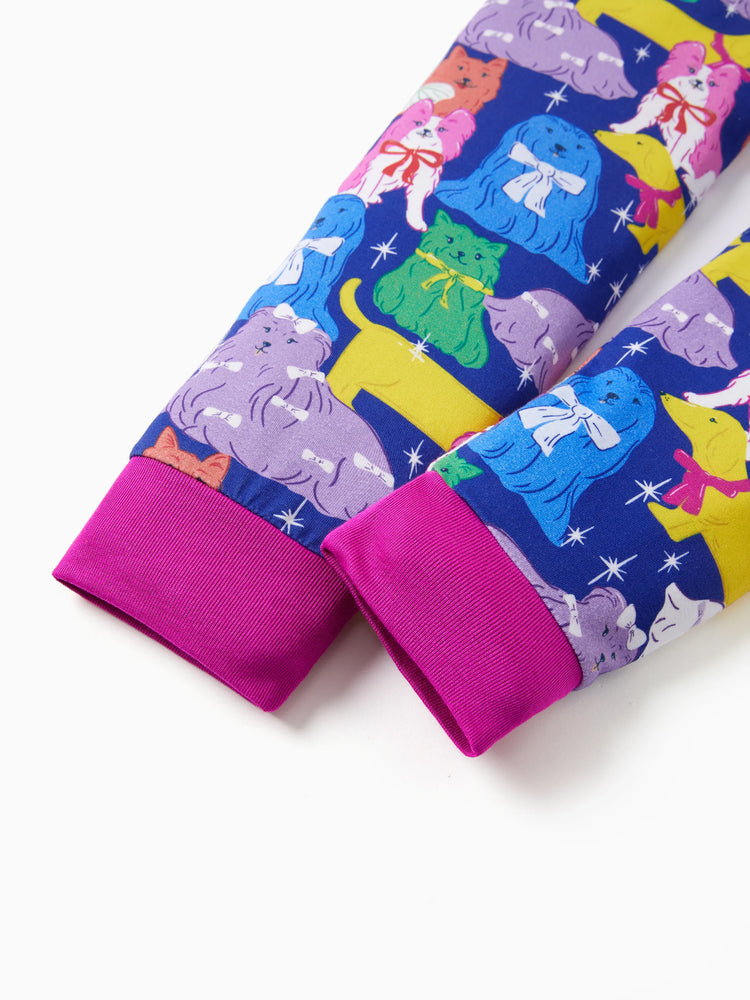 Pyjama de Noël/Halloween pour tout-petits/enfants Ensemble de pyjama 3 pièces en bambou Look 2 en 1 pour 4 saisons (ajustement parfait) Bloc de couleurs