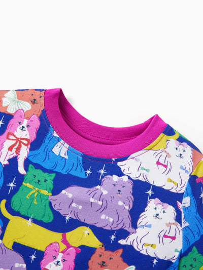 Toddler / Kids Christmas / Halloween Pajamas 3-Piece Bamboo Pajama Set 2-in-1 Look for 4 Seasons (Snug-Fitting) Color block