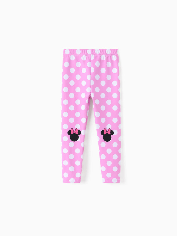 Conjunto de sudadera y leggings con volantes de 2 piezas de Minnie de Mickey y sus amigos de Disney, color rosa intenso