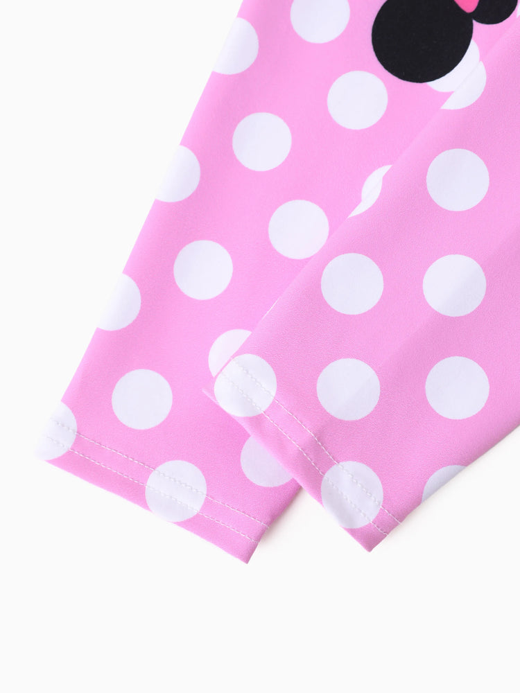 Conjunto de sudadera y leggings con volantes de 2 piezas de Minnie de Mickey y sus amigos de Disney, color rosa intenso