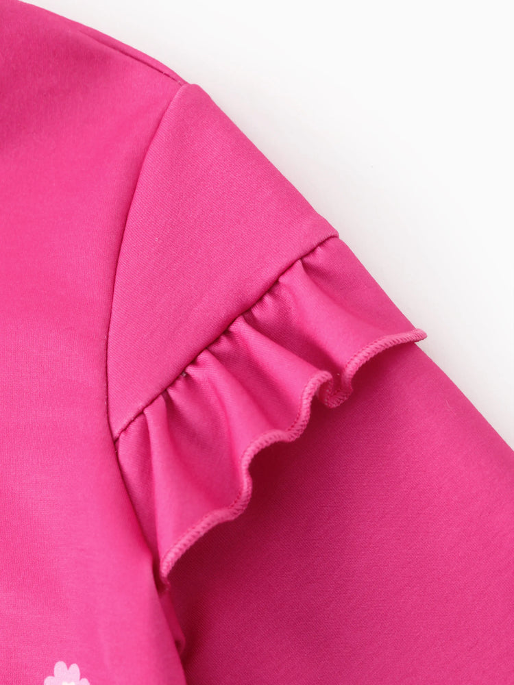 Conjunto de sudadera y leggings con volantes de 2 piezas de Minnie de Mickey y sus amigos de Disney, color rosa intenso