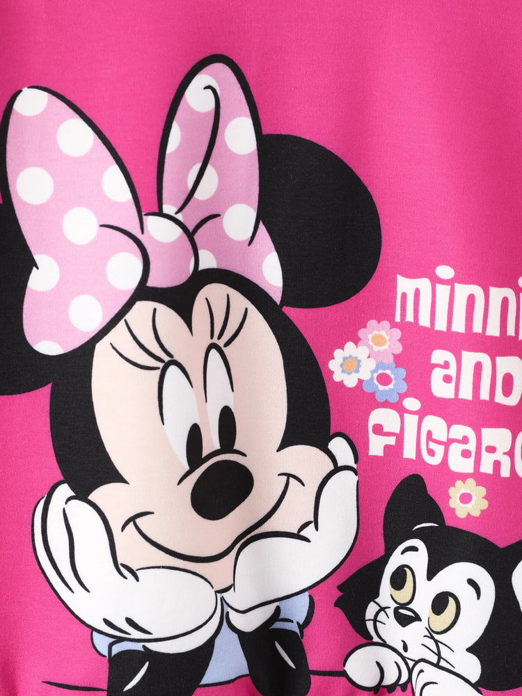 Conjunto de sudadera y leggings con volantes de 2 piezas de Minnie de Mickey y sus amigos de Disney, color rosa intenso