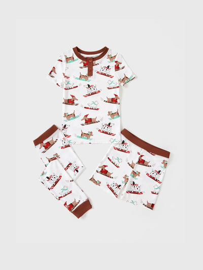 Pyjama de Noël/Halloween pour tout-petits/enfants, ensemble de pyjama 3 pièces en bambou, look 2 en 1 pour 4 saisons (ajustement parfait), blanc