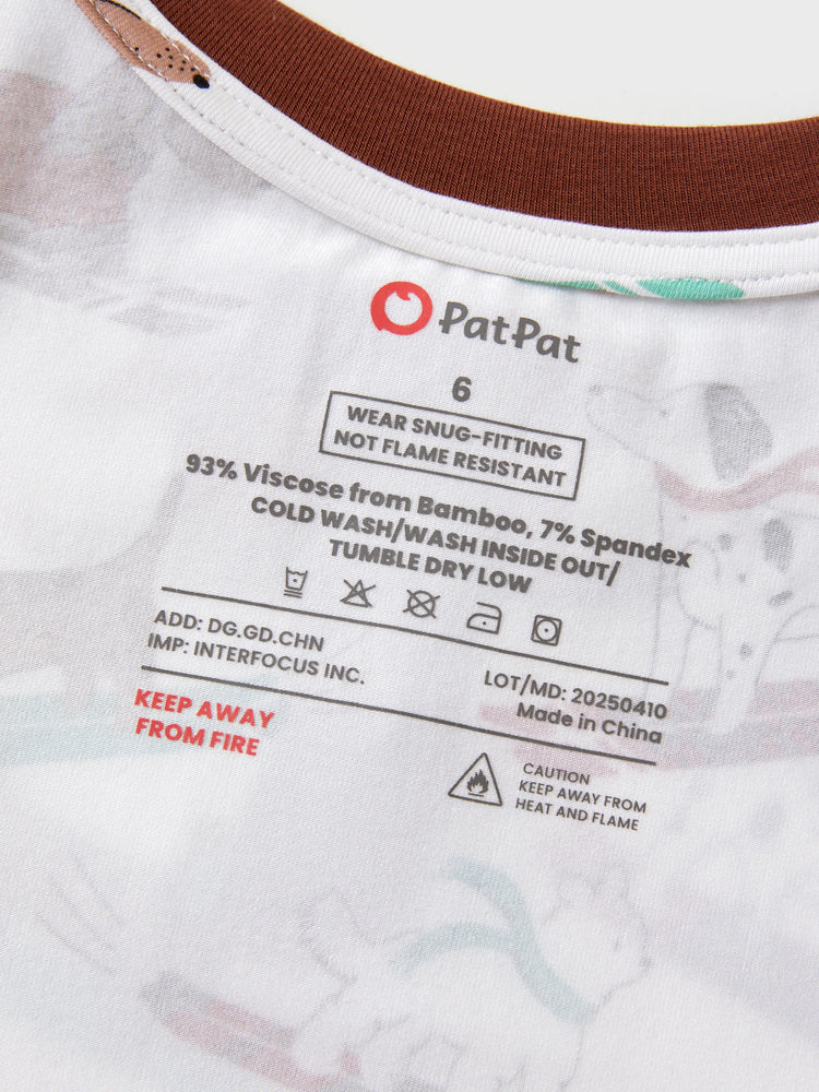 Pyjama de Noël/Halloween pour tout-petits/enfants, ensemble de pyjama 3 pièces en bambou, look 2 en 1 pour 4 saisons (ajustement parfait), blanc