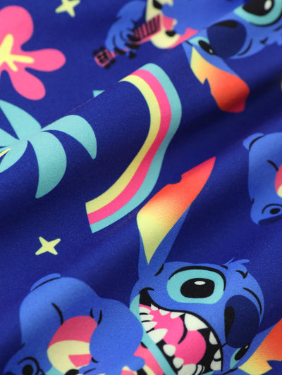 Disney Stitch Toddler Girl Stitch Flutter-sleeve Ruffle Dress Deep Blue