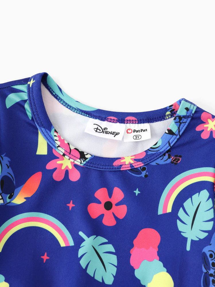Disney Stitch Toddler Girl Stitch Flutter-sleeve Ruffle Dress Deep Blue