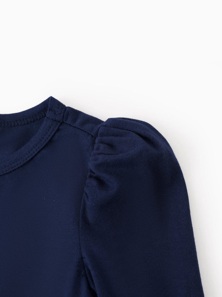 Peppa Pig Kleinkind Mädchen Peppa Muster Langärmeliges Baumwollkleid  tiefblau