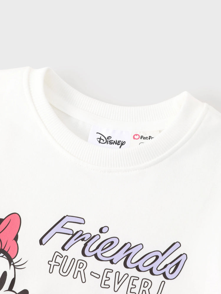 Disney Mickey and Friends Toddler Girl Minnie Mouse Mesh Splice Sweatshirt Dress White