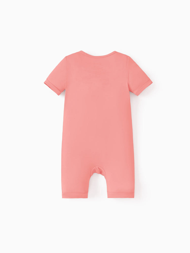 Grenouillère en bambou pour bébé garçon/fille, fermeture éclair à double sens, antidérapante, motif alimentaire enfantin, vêtements de nuit en bambou (bien ajustés)
 Rose