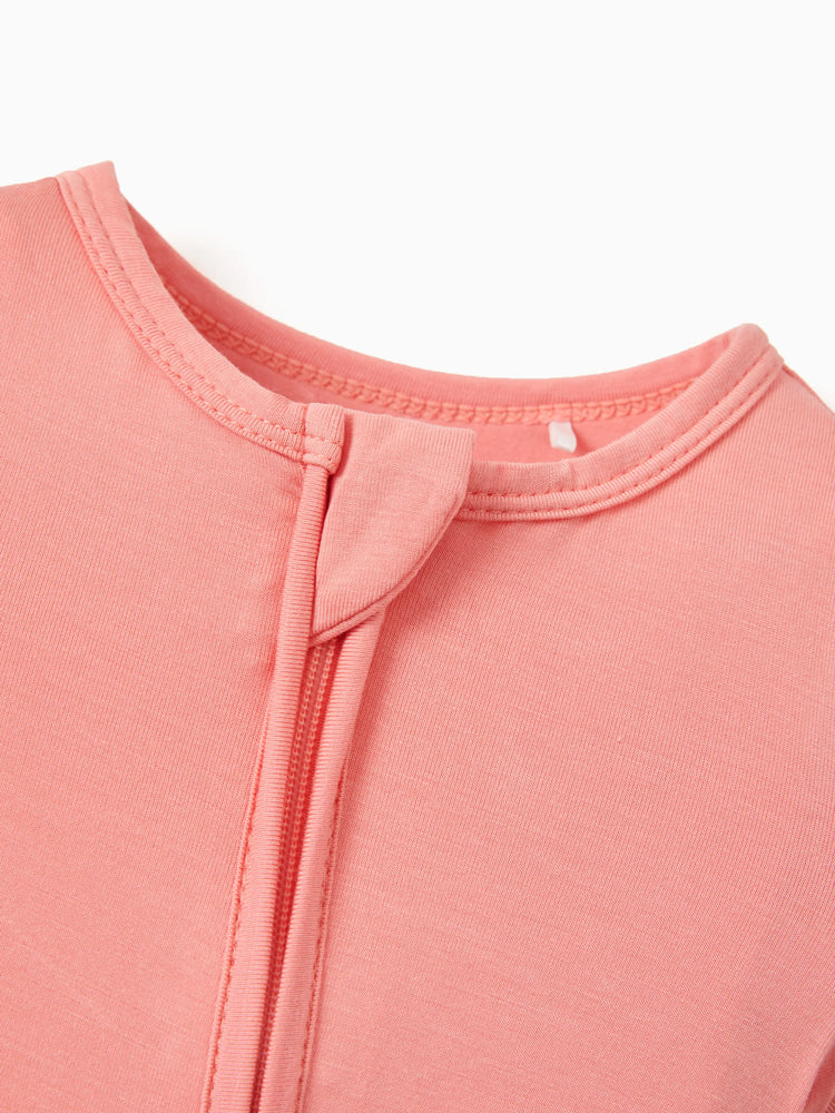 Grenouillère en bambou pour bébé garçon/fille, fermeture éclair à double sens, antidérapante, motif alimentaire enfantin, vêtements de nuit en bambou (bien ajustés)
 Rose